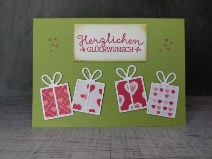Grußkarte Glückwunsch mit Paketen handgemacht